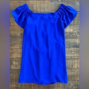 Trina Turk Off Shoulder Blue Mini Dress Medium $278